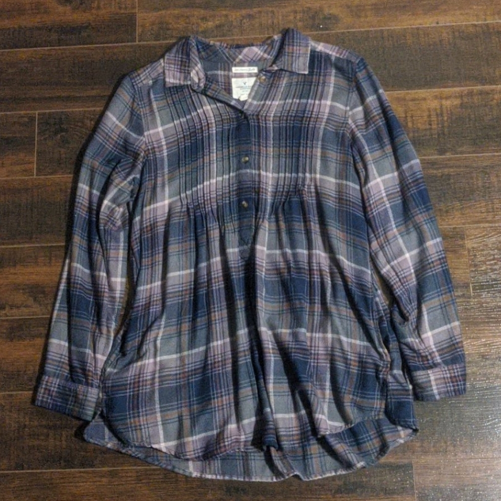 American Eagle Jegging Fit Plaid Flannel Shirt